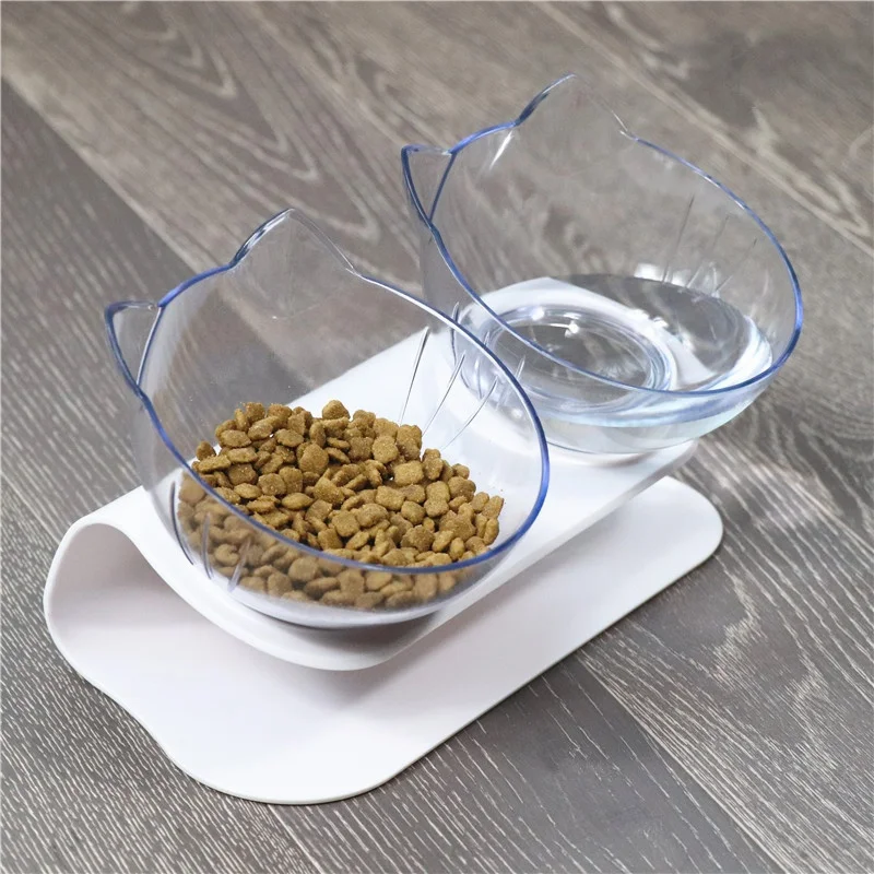

Double Bowl Cat Feeder Raised Cat Food Water Bowls With Stand No Spill Reduce Pets Neck Pain For Cats And Small Dogs