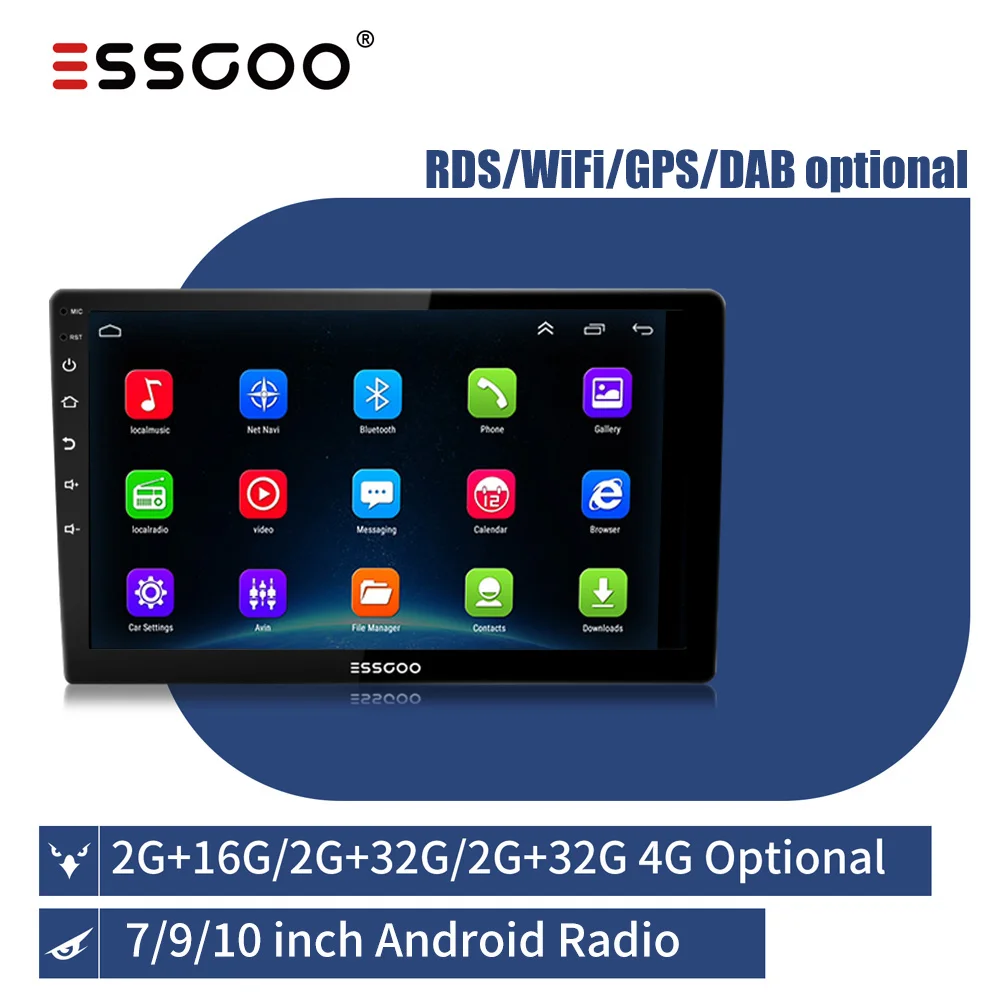 Essgoo Radio 2 din Android 9,1 Car Stereo 7 "8" 10 "reproductor de Audio para automóvil Autoradio Bluetooth GPS 2G + 32G 4G - Super Ofertas