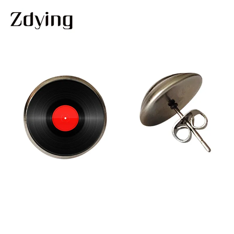 ZDYING мода музыка запись серьги-гвоздики диски стекло кабошон с фото женские