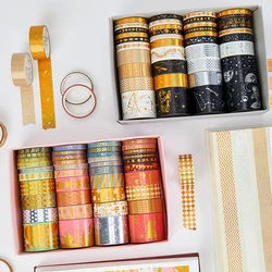 Ensemble de rubans adhésifs Washi, 40 pièces, fournitures scolaires décoratives, feuille d'or, ciel étoilé, Vintage, bande de masquage, papeterie 