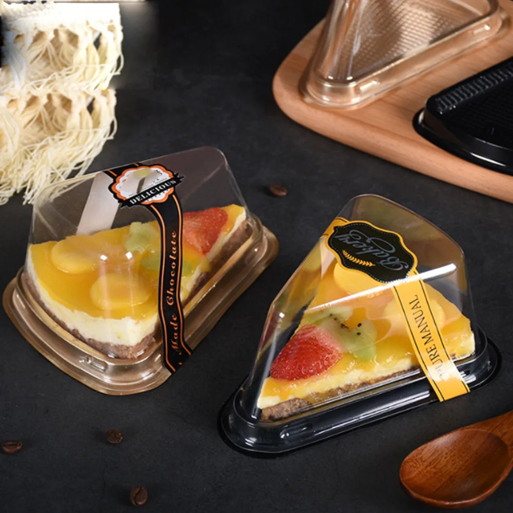 100 шт./компл. прозрачная треугольная коробка для торта 8 дюймов Резанные кусочки