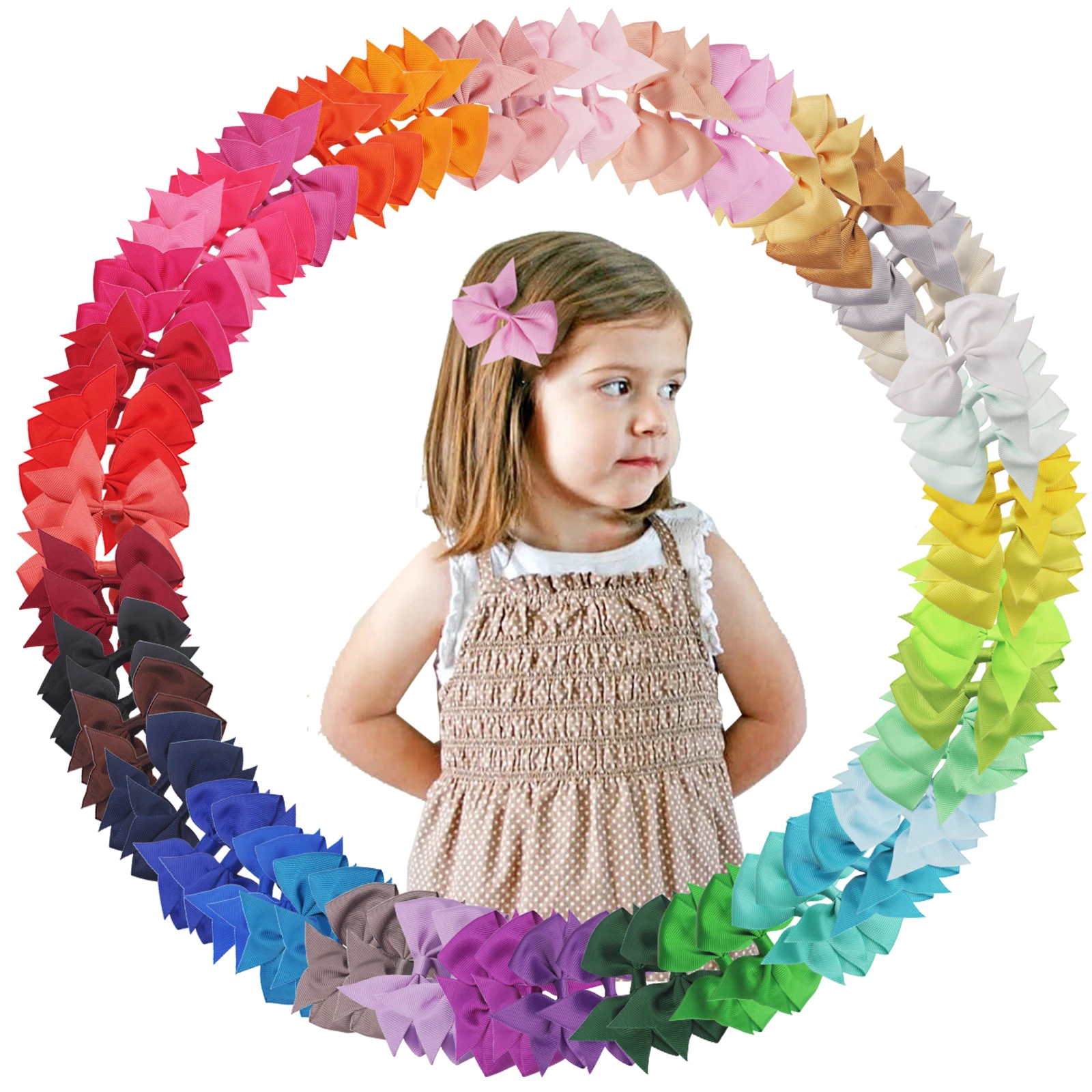 

80pcs/lot 3.5 inch Hair Bows for Girls Grosgrain Ribbon Barrettes Hair Accessories for Baby Girls Hair Clips 40 Colors in Pair