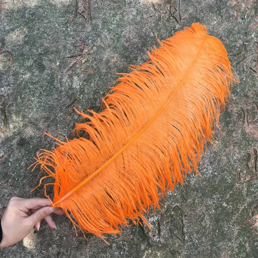 orange Самые популярные цвета изумрудно-зеленое окрашенное перо страуса AA качество 10 шт./лот 65-70 см длинные натуральные из страусовых перьев для свадьбы - Цвет: orange