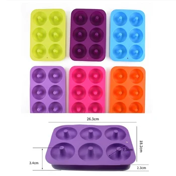 

6 Grid Silicone Donut Baking Mould Reusable Non-stick Cake Tray Mold DIY Cookies Fondant Heat-resistant Baking Making Tool