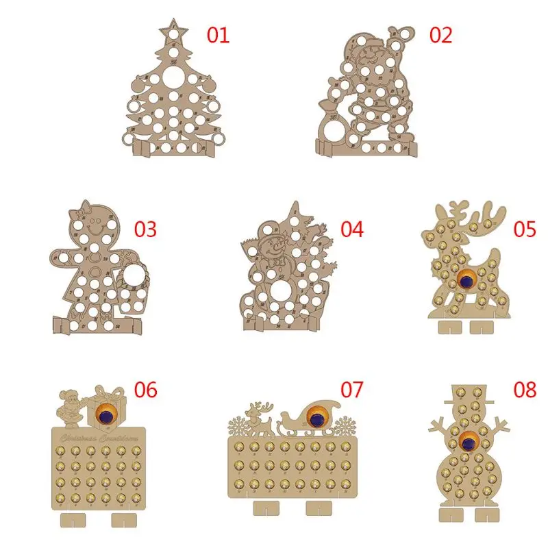 Ручной работы деревянный Рождественский Адвент календарь выдалбливают обратного отсчета Рождественская елка Лось шоколадный стенд держатель домашний декор E65B