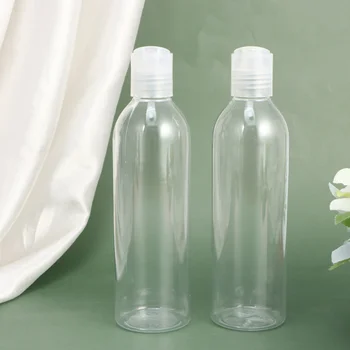 

6pcs 250ml Press Type Lid Travel Bottles Portable Cosmetic Container Empty Bottle for Shampoo Lotion (Transparent Bottle and Lid