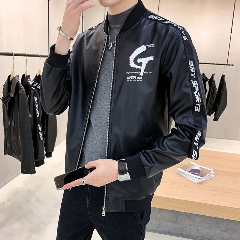 Autumn And Winter Leather Jacket Mens Large Size 5XL Pop Leather Jacket Men Stand Collar Slim Fashion Casual Leather Jacket Coat