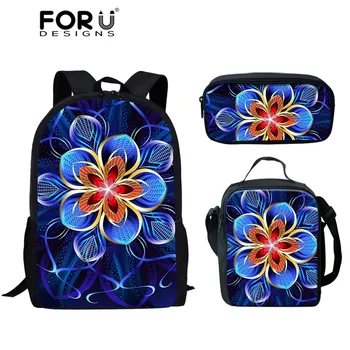 

FORUDESIGNS Children School Bags 3D Art Flower Printing Kids Girls Canvas Backpack Schoolbags Casual Book Shoulder Bags Mochila