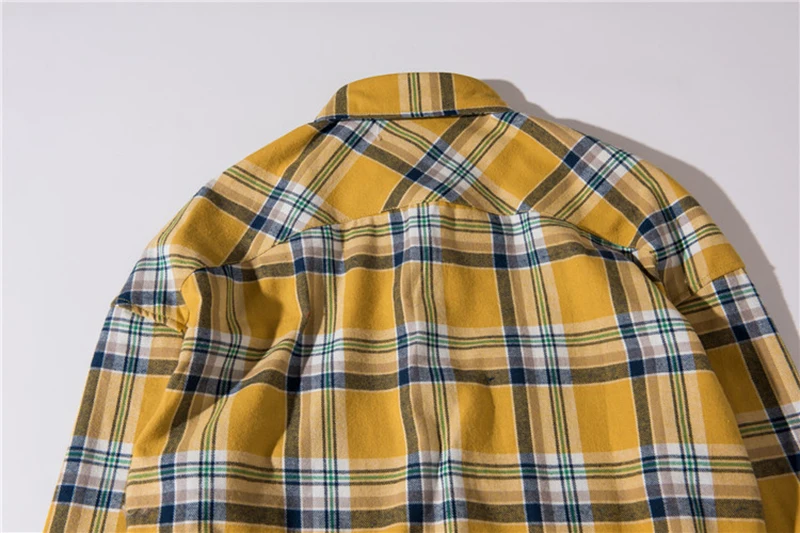 High Street мужская клетчатая рубашка Arc Hem мужские рубашки с длинным рукавом Chemise Homme harujku Японская уличная одежда мужская одежда