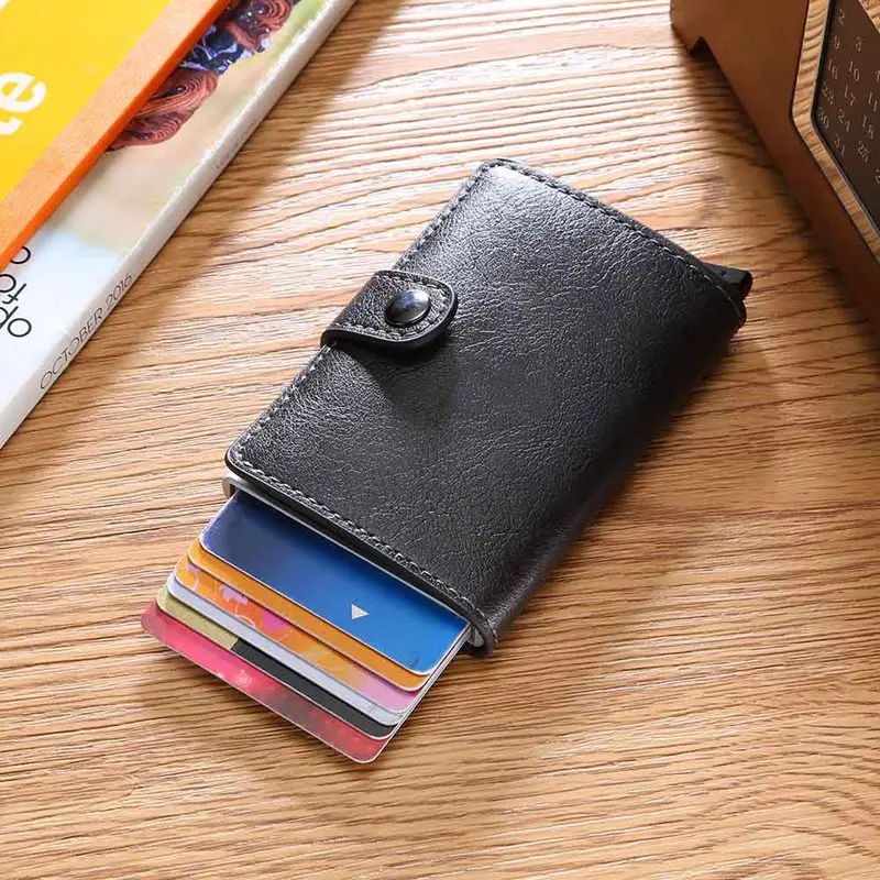 1 шт. RFID экранированный Противоугонный алюминиевый сплав блокирующий винтажный бизнес безопасный кошелек с отделами для карт Автоматическая эластичная карта пакет