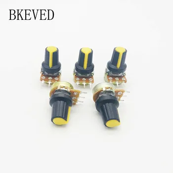 

10pair=20pcs WH148 Shaft Amplifier Dual Stereo Potentiometer 3Pin 15mm + AG2 Yellow 15*17MM Knob 1K 5K 10K 50K 100K 500K 250K