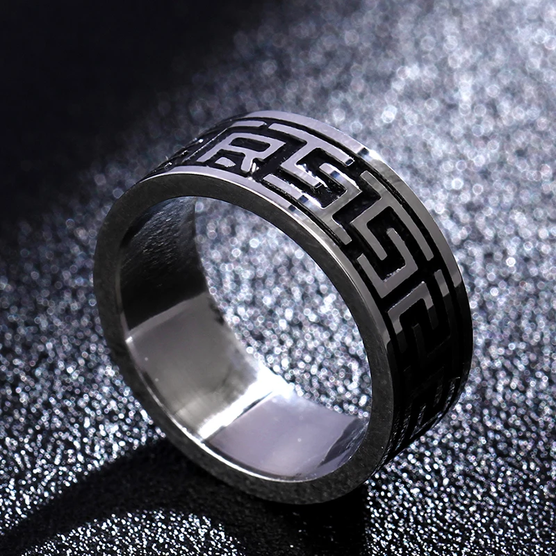 Винтажное кольцо из нержавеющей стали 316L для мужчин и женщин, никогда не выцветает, лаки "Ом мани падме хум" санскрит буддистское кольцо с мантрой 8 мм