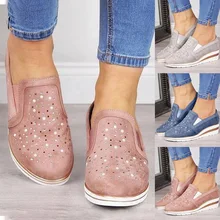 Женская Повседневная обувь без застежки; модные уличные кроссовки; Лоферы без застежки; дышащая прогулочная обувь; женская обувь на высоком каблуке; большие размеры