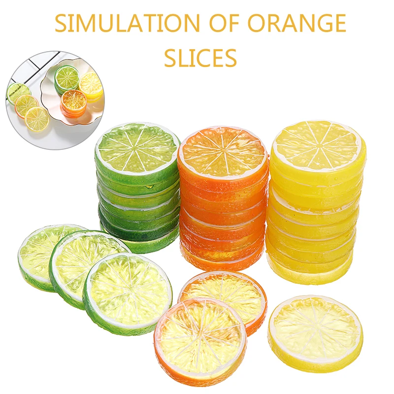 10set 5CM Artificial Lemon Slice Plastic DIY Fruit Lemon Slice Ornament
