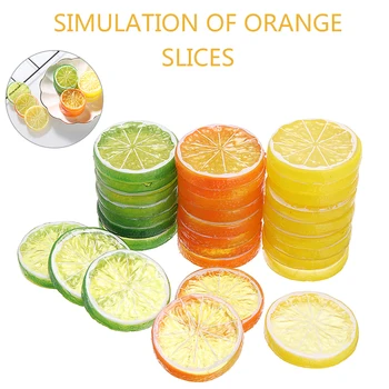 

10set 5CM Artificial Lemon Slice Plastic DIY Fruit Lemon Slice Ornament for Home Decor Scenes Props