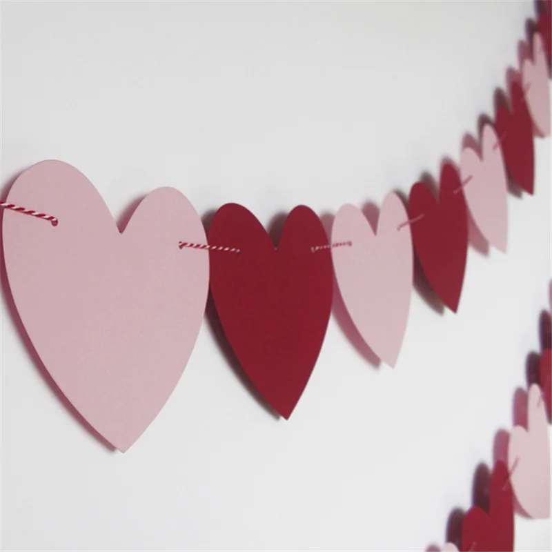 3 метра подвесной Декор красное сердце баннеры Гирлянда Свадьба День Святого