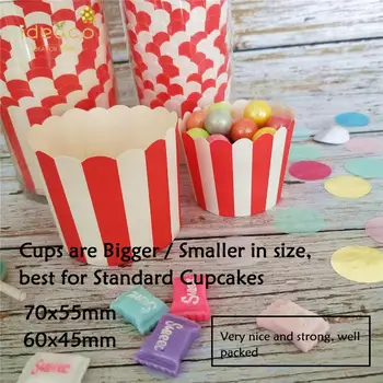 

Bigger Size Striped Red Standard Cupcake Wrapper Paper Cake Case Baking Cups Liner,comes in a well packaged
