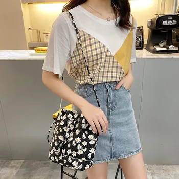 

Packet 2020 Hot Selling New Style Women's WOMEN'S Bag Shoulder Bag Printed Drawstring Vintage Bucket Bag Wholesale