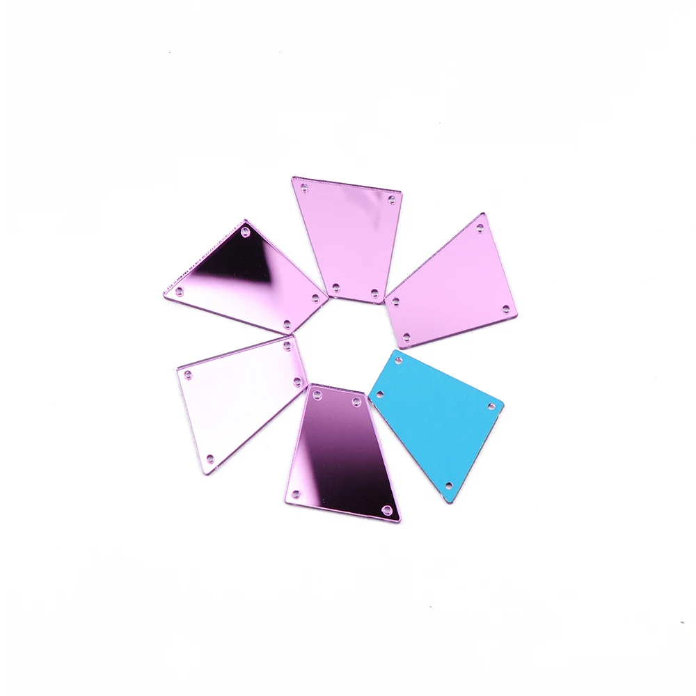 YANRUO 30pcs Irregular Mirror Flatback Strass Rhinestones Sewed Glass Acryl Mirror Craft Gems Clothing Accessories - Цвет: Amethyst