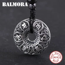 BALMORA 925 серебро традиционный шестисловный Сутра кулон для ожерелья для женщин мужчин винтажные модные ювелирные аксессуары