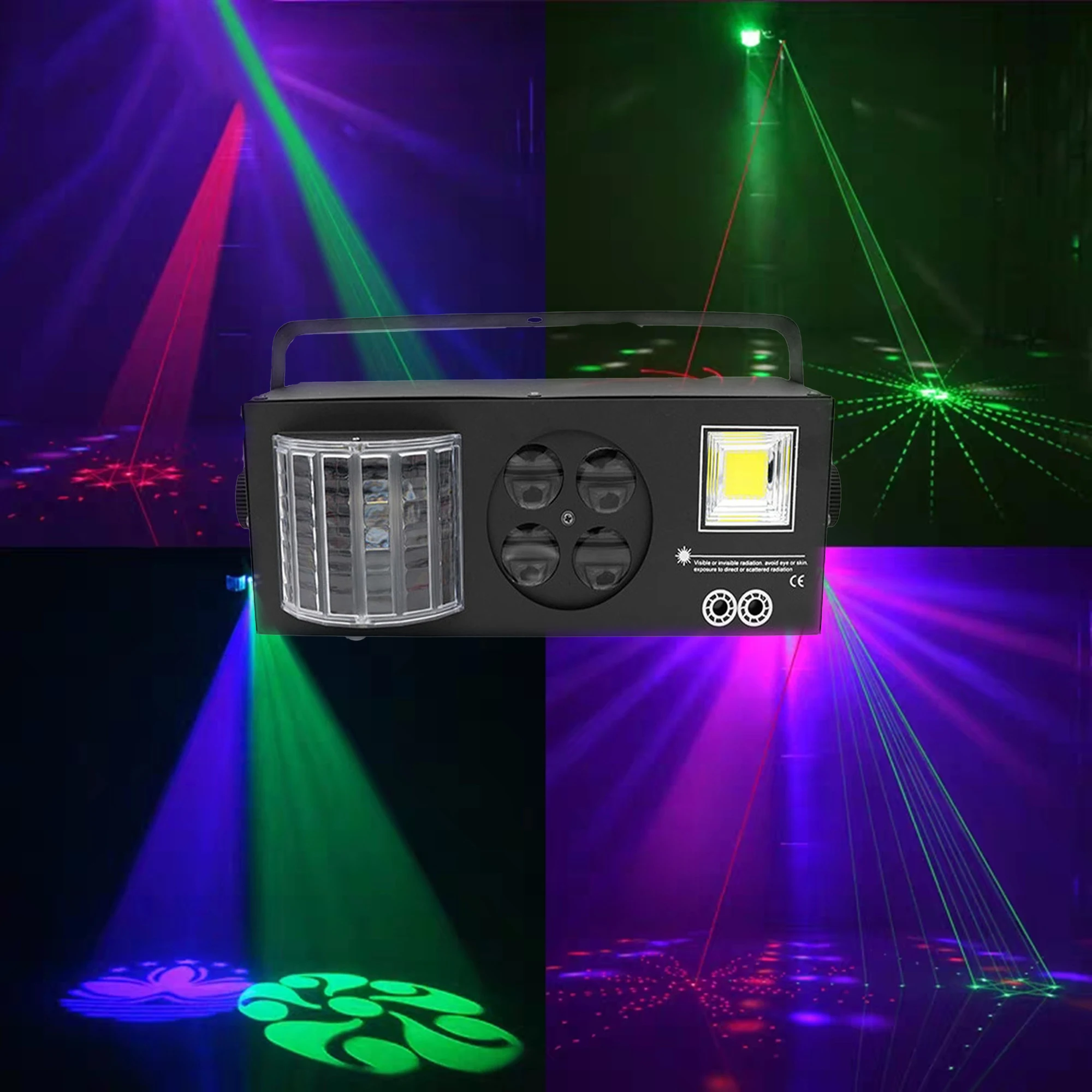 

Dj Disco Strobe + Laser + Patroon + Vlinder 4in1 Effect Licht Voor Ktv Familie Party Kerst Led Dmx Stage