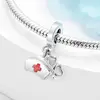 100% 925 Sterling Silver Brain Modeling Heart Hat Charm  Pendant Fits Original Designer  Charm Bracelets Jewelry Making 4