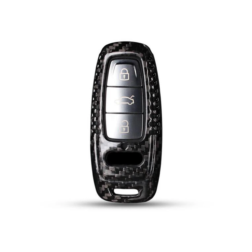 

1 Pcs Real Carbon Fiber Car Key Case Cover Shell For Audi A6 C8 A7 A8 Q8 2018 2019 2020 2021 Key Protective shell