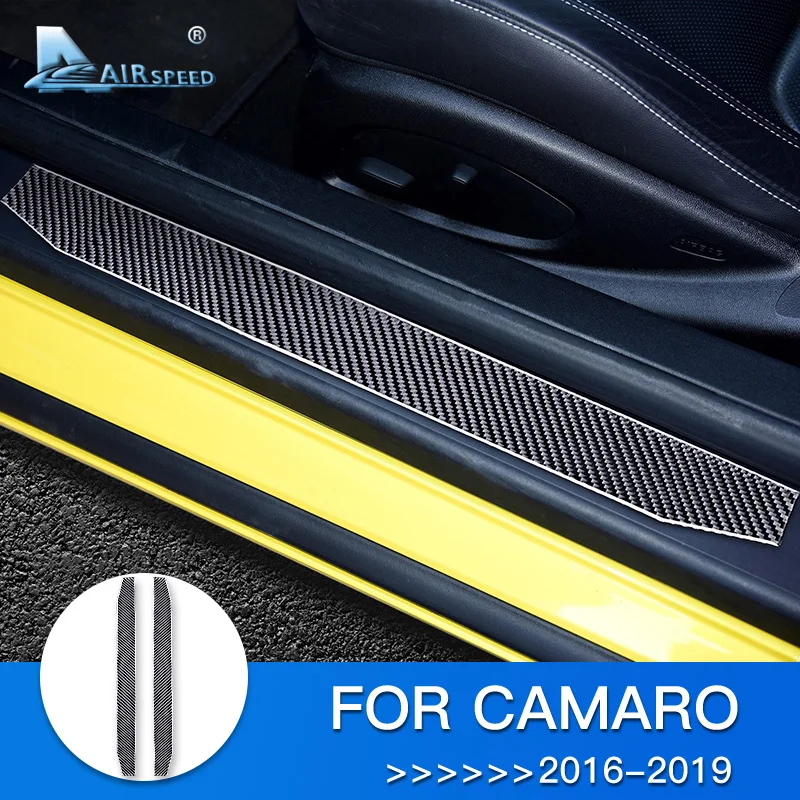 

AIRSPEED для Chevrolet Camaro 2016 2017 2018 2019 Аксессуары Для Camaro наклейка углеродное волокно протектор порога автомобиля защитная накладка