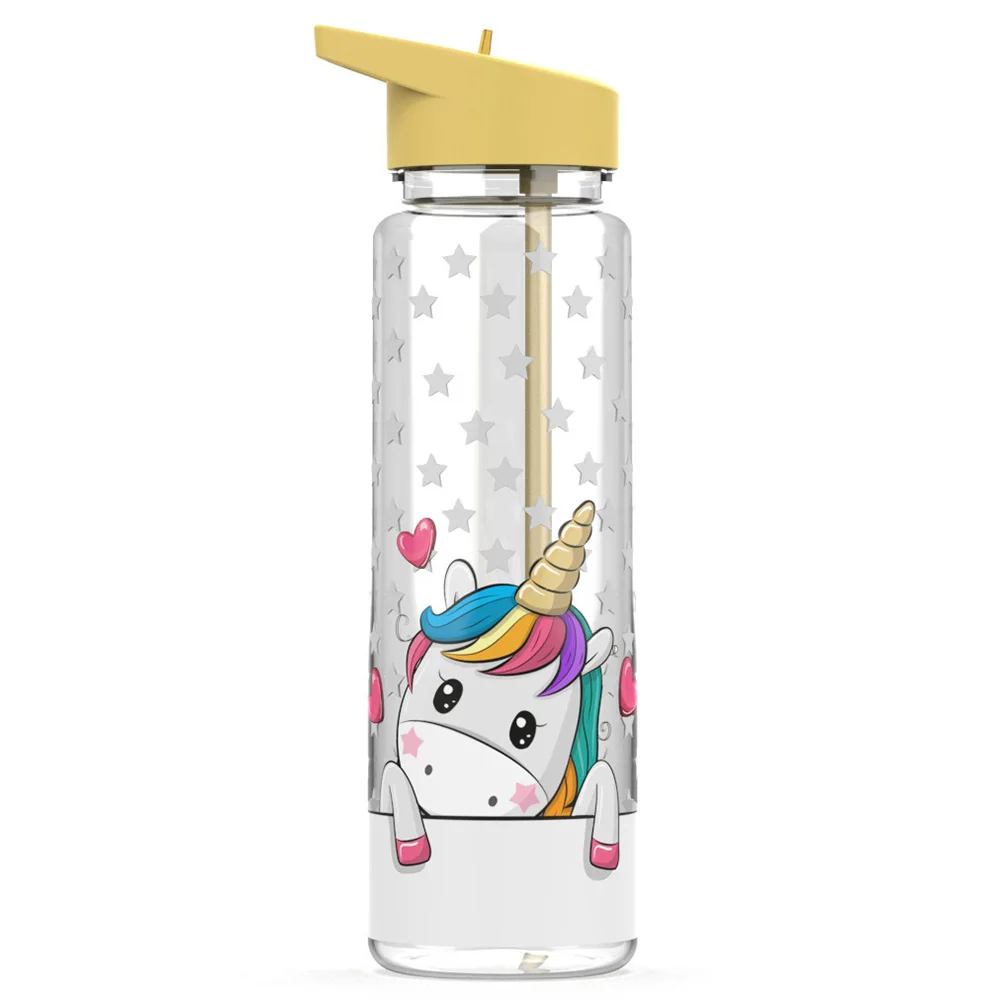 Bpa бесплатно 750 мл соломенная бутылка для воды с Фламинго печать с Фламинго единорог Печать Спорт чайник