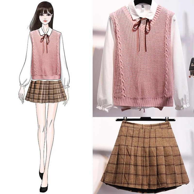 pretty plaid knit mini dress