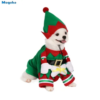

Mogoko 1 Pc Pet Costume Halloween Christmas Cosplay Clothes Adorable Cat Dog Winter Apparel Warm Outfits Puppy Clothing with Hat