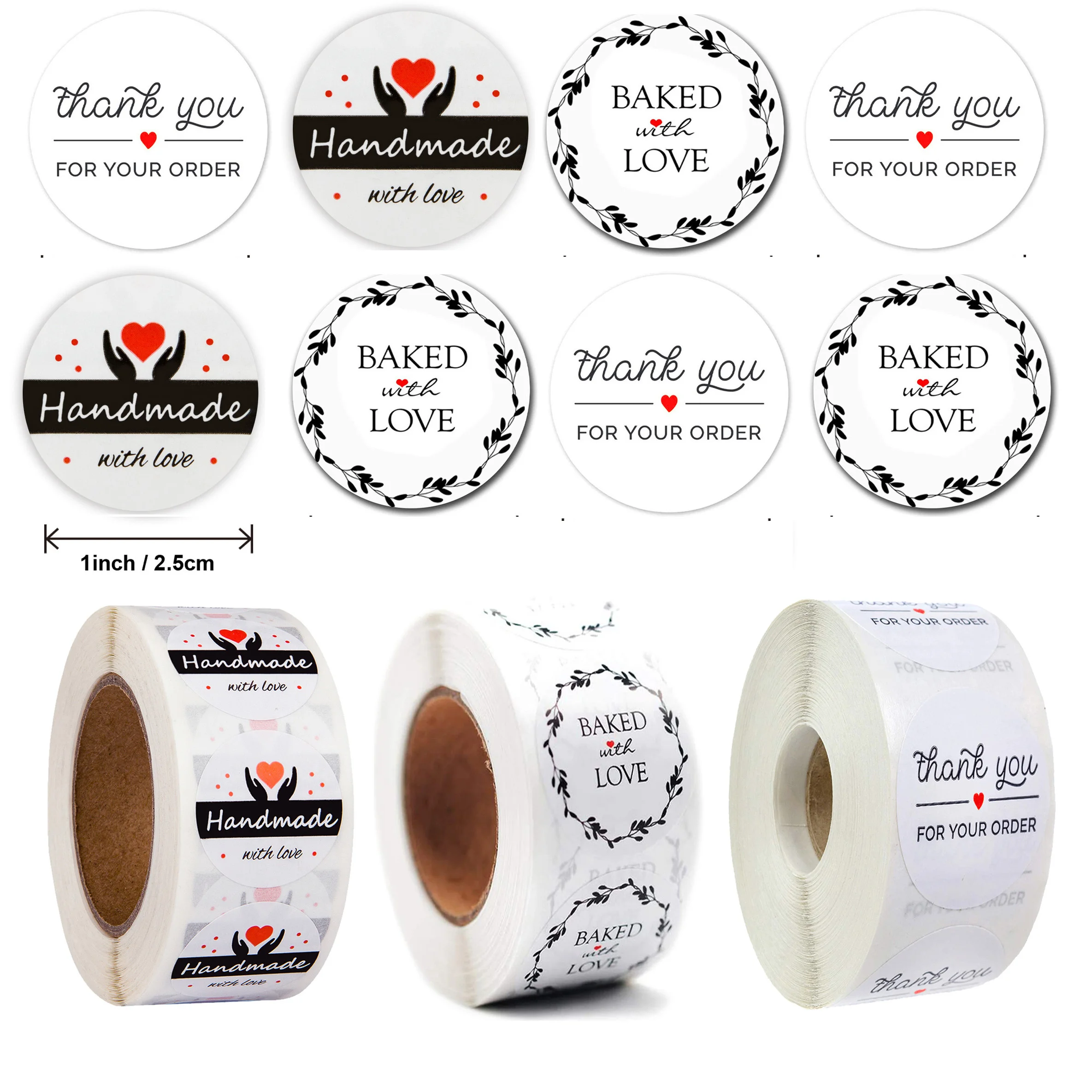 

500pcs Stickers 1 Inch Round THANK YOU FOR YOUR ORDER Stickers Seal Labels Gift Package Decoration
