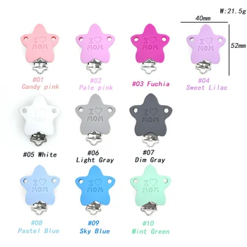 

10/20/50 Pcs Silicone Pacifier Clip I love mom DIY Baby Teething Teether Necklace Bead Tool Nurs Gift Round Heart Accessories
