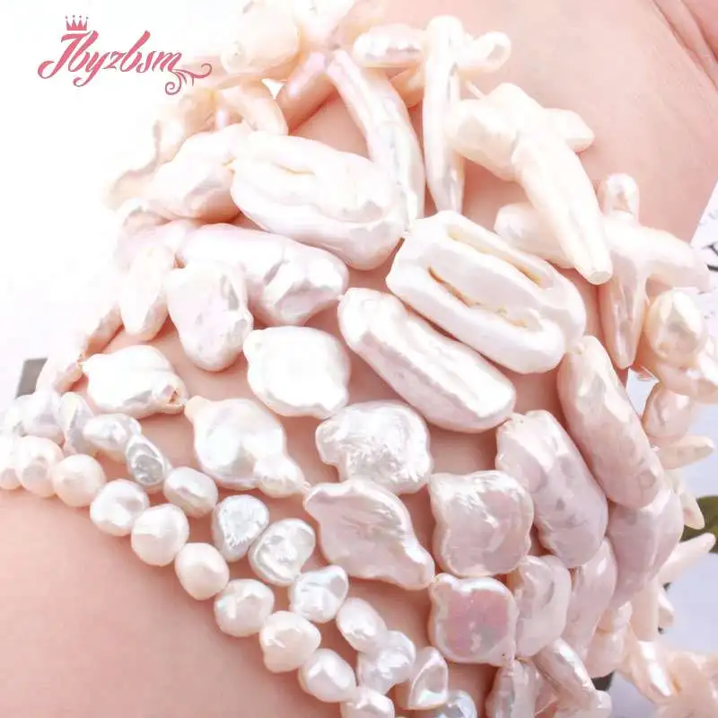 100% Round Freefrom Natural Freshwater Pearl Stone Bead for DIY Elegant Accessories Necklace Bracelet Earring Jewelry Making 15