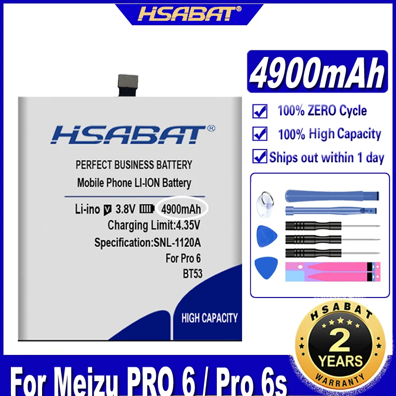 Аккумулятор HSABAT 4900 мАч BT53 BT53S для Meizu PRO 6 / Pro 6s бесплатные инструменты + номер