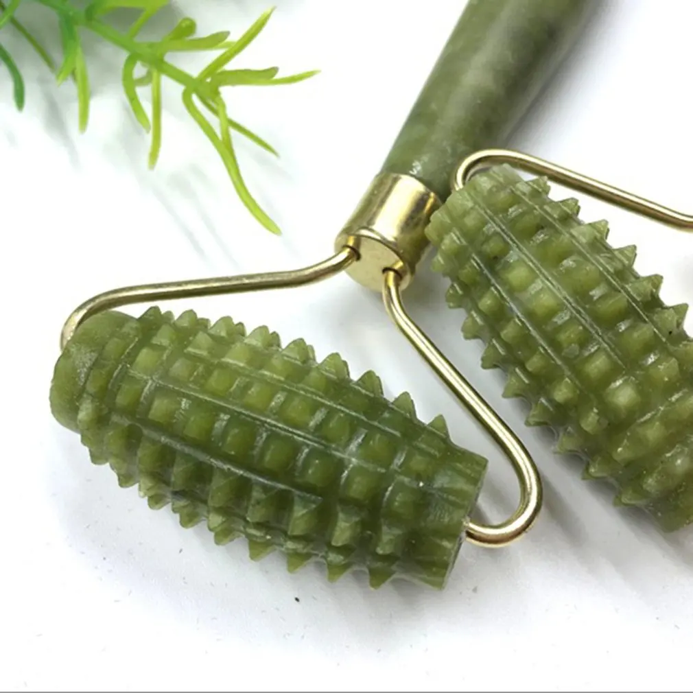 Serpentine Jade Roller Slimming Face Massager Lifting Tool Natural Jade Facial Massage Roller Stone Skin Massage Beauty Care guasha board facial massage roller double heads jade face roller lift body skin relaxation slimming beauty neck thin tools