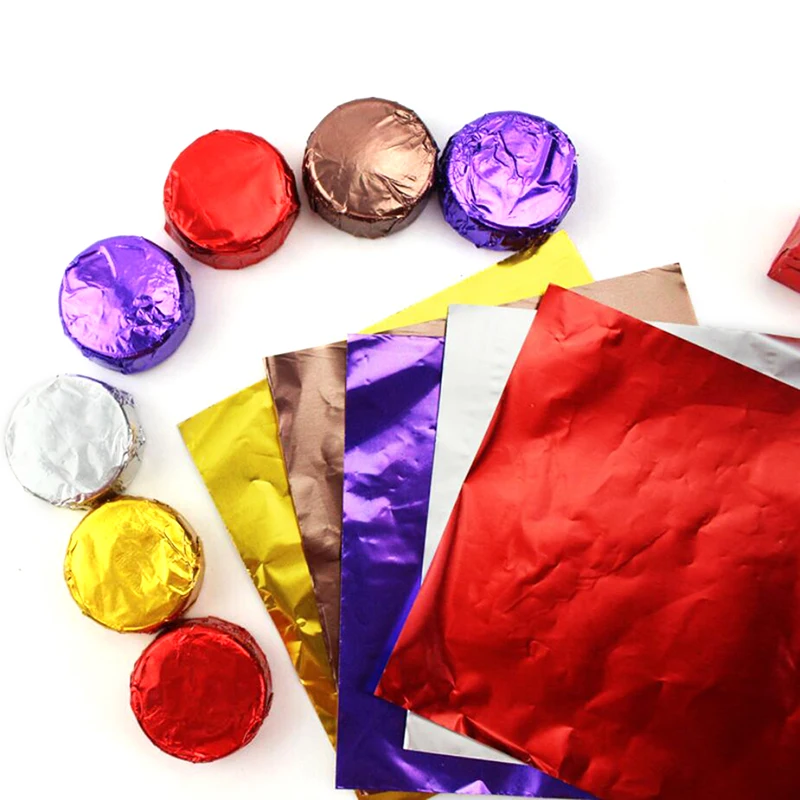 100pcs DIY Food Aluminum Foils Paper Chocolate Candy Packaging Party Birthday Wrapper Foil Sticker | Дом и сад