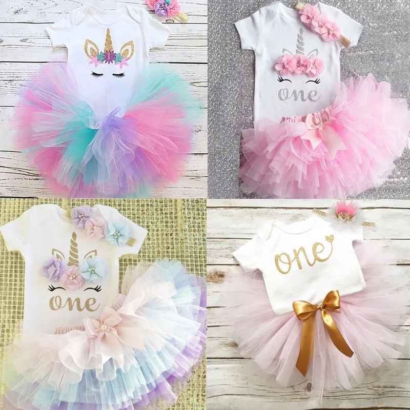 Girls Dress Tutu Unicorn Birthday-Outfits Party Newborn 1st 1-Year Boutique