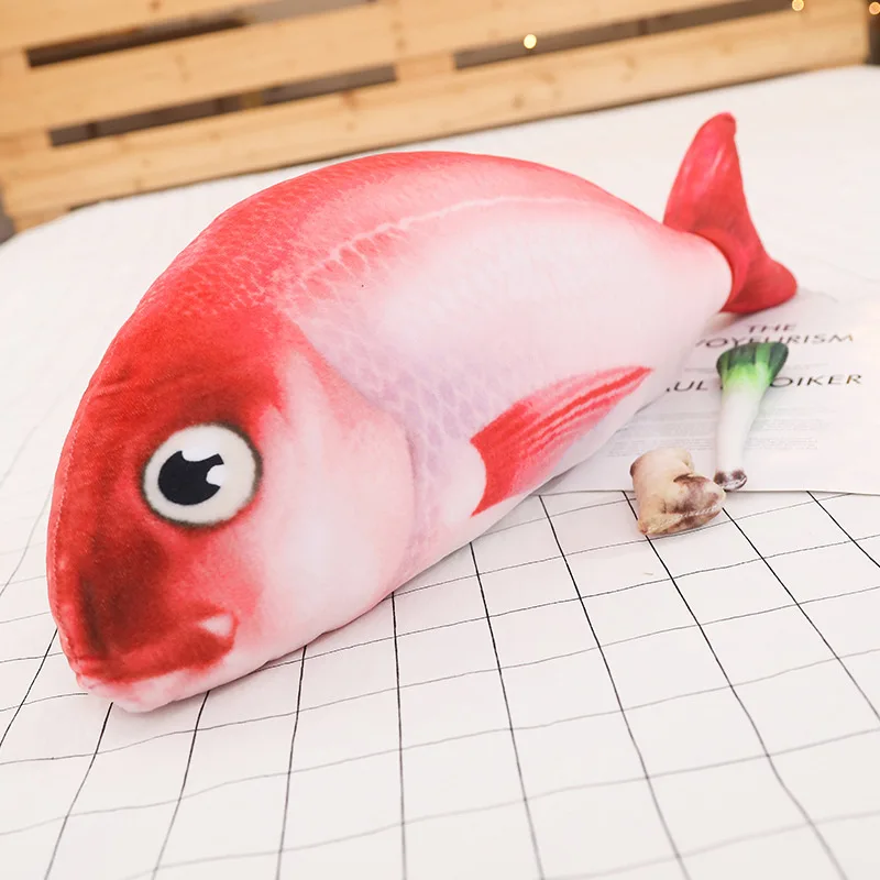 

Stuffed Cat Toy Fish Play with Cat Simulation Cat Bite Carp Pillow Online Celebrity Fake Fish Pillow Pet Kitty Supplies