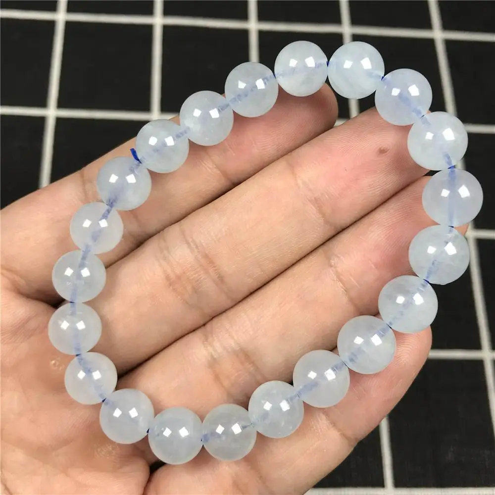 

9mm Natural Blue Aquamarine Beads Bracelet For Women Lady Love Gift Crystal Round Beads Stretch Stone Fashion Jewelry AAAA