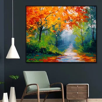 

Abstract Canvas Painting Beautiful Autumn Forest Art Posters and Prints Wall Art Pictures for Home Decoration Living Room Decor