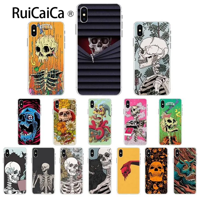 Ruicaica красочный человеческий скелет искусство ТПУ Мягкий силиконовый чехол для