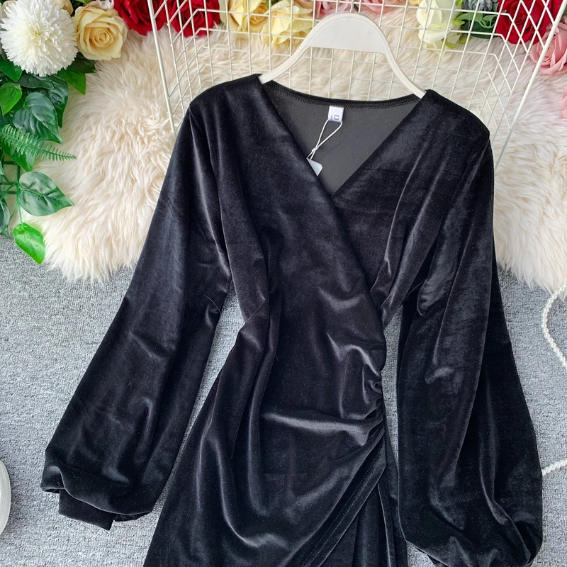 Neploe, осенне-зимнее вельветовое платье в стиле ретро с v-образным вырезом, приталенное платье с длинными рукавами, Необычные Вечерние платья, Ropa 46916