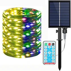200/100leds Solar Holiday Fairy Light String Remote Control PVC Waterproof Christmas Garland Lamp for Wedding Party Garden Decor