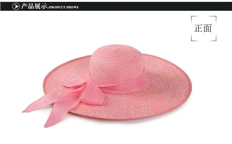 Летняя соломенная шляпа для женщин с большими широкими полями, пляжная шляпа от солнца, складная Солнцезащитная шляпа с защитой от ультрафиолета, Панама, шляпа для женщин