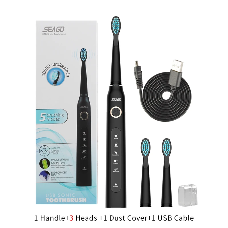 SEAGO Electric Toothbrush Rechargeable Buy One Get 1 Free Sonic Travel Toothbrush Head replacement Whitening Best Healthy Gift SEAGO Electric Toothbrush Rechargeable Buy One Get 1 Free Sonic Travel Toothbrush Head replacement Whitening Best Healthy Gift