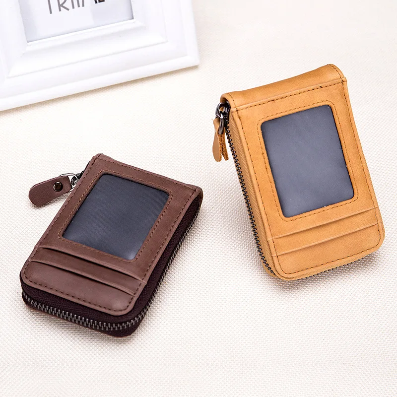 

Woman Card Holder Genuine Leather Credit Card Holder For Women RFID Anti Scanning Card Wallet Female Zipper Coin Purse