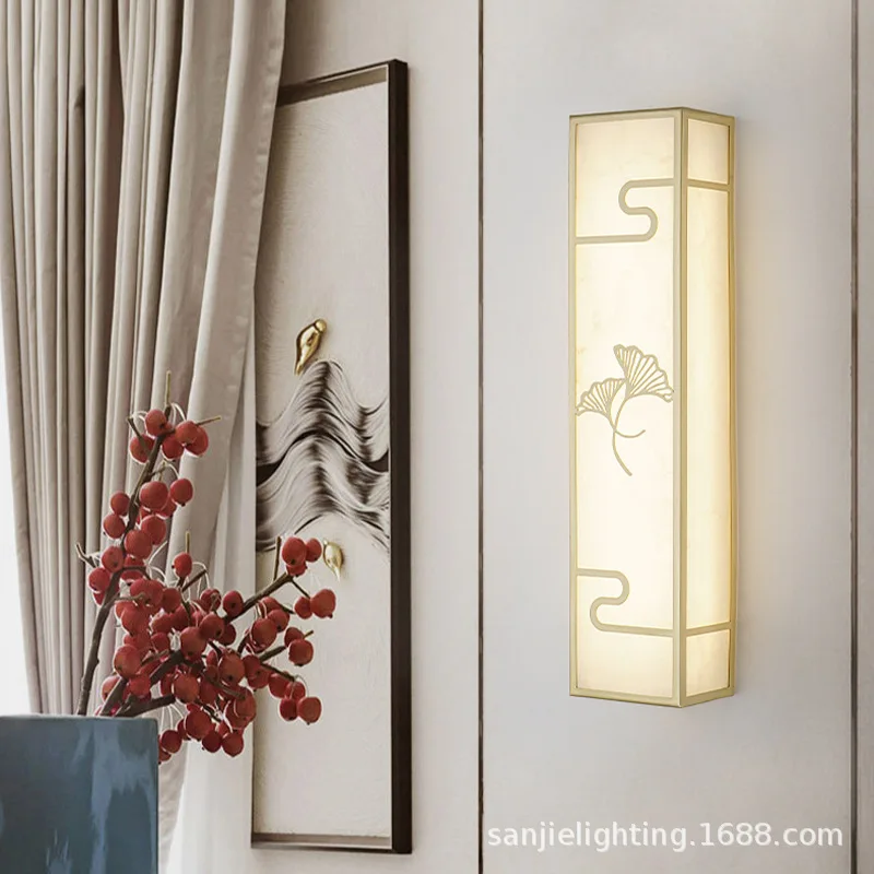 

Медный Мраморный Настенный светильник, современный новый фон в китайском стиле для гостиной, телевизора, настенное освещение для спальни, прикроватный светильник для коридора