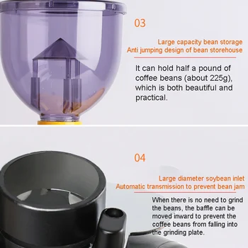 N520 Electric Coffee Grinder 110-220V Household Hand Punched Coffee Bean Grind machine Titanium Alloy Steel Knife Grinding Disc 1