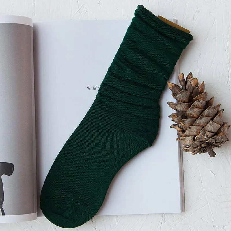 DT110 Dark Green Ретро-носки, женские, повседневные, Meias, женские, трикотажные, хлопковые, Осенние, Calcetines Mujer, телесные, черные, зеленые, винные, красные, винтажные, для девочек QMH - Цвет: DT110 Dark Green